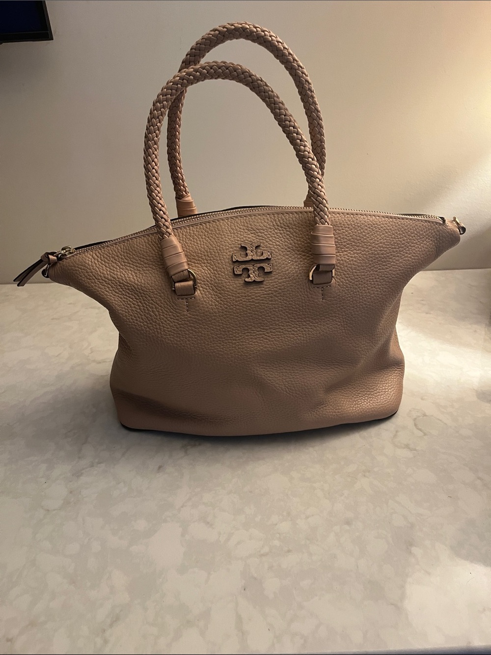 Tory Burch Taylor leather Slouchy Satchel Bag - Devon Sand  no crossbody strap